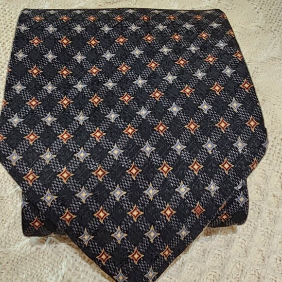 Conte di Milano Black Blue Red Designer 4" W 100% Silk Vintage Necktie Tie 56" - Picture 4 of 9